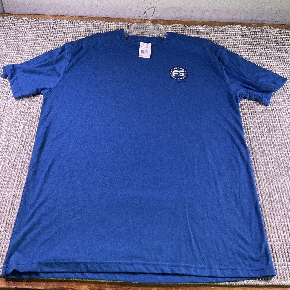 FloGrown Mens XL Blue Graphic T-Shirt Florida Flag Sun Salt Surf Sand MMXI Tee